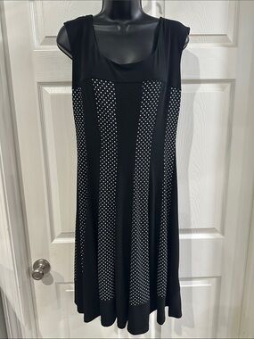 connected apparel Black Polka Dot Panel Midi Dress